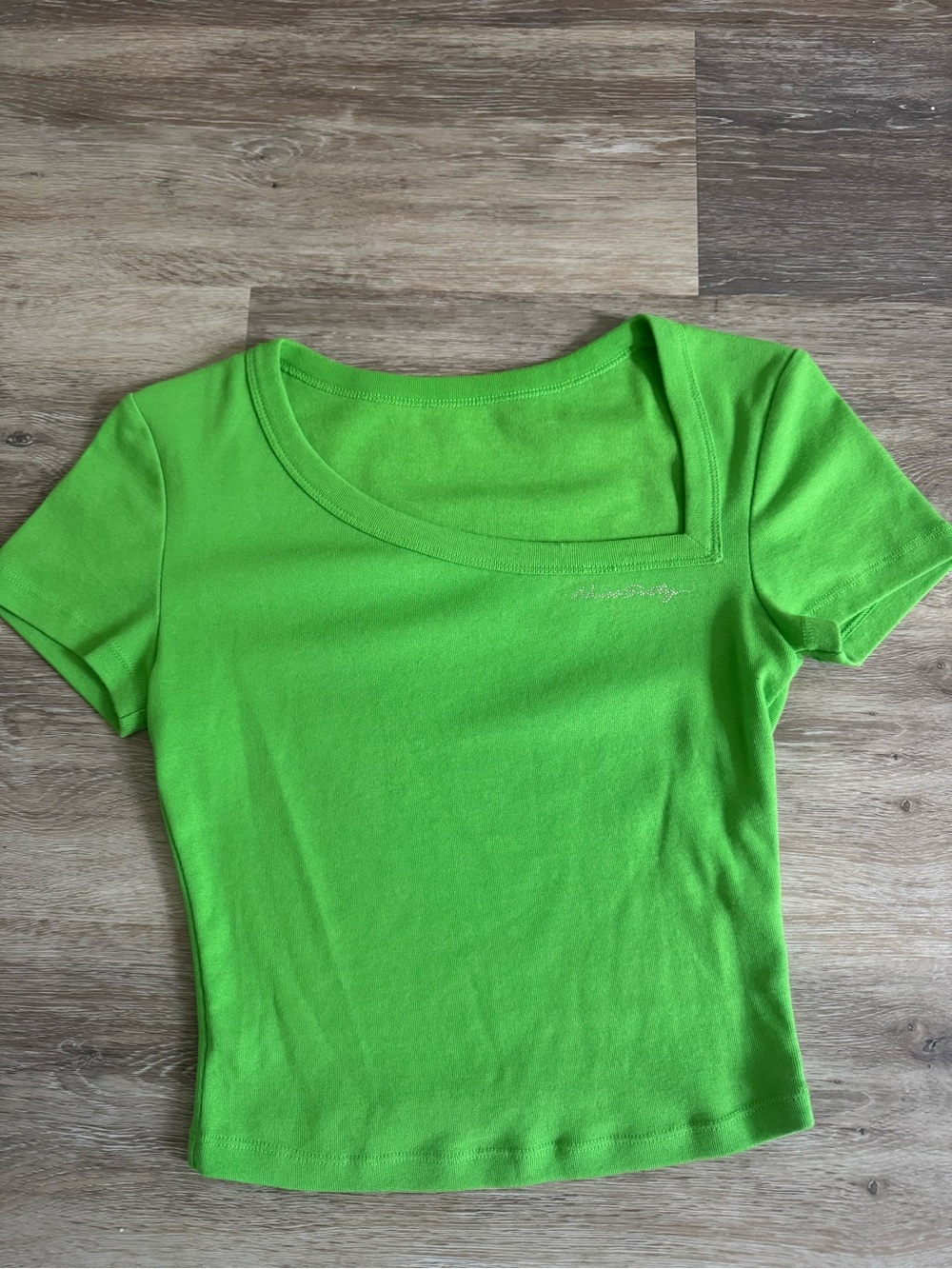 Miss Sixty Y2K Lime Green Asymmetric Crop Top XS